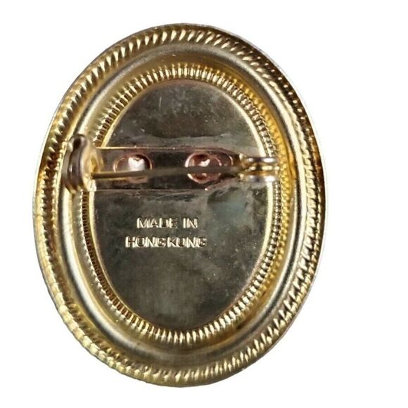 ANTIQUE Vintage Jewelry- Oval Cream Cameo on Orange Pendant Pin Brooch - Picture 3 of 6